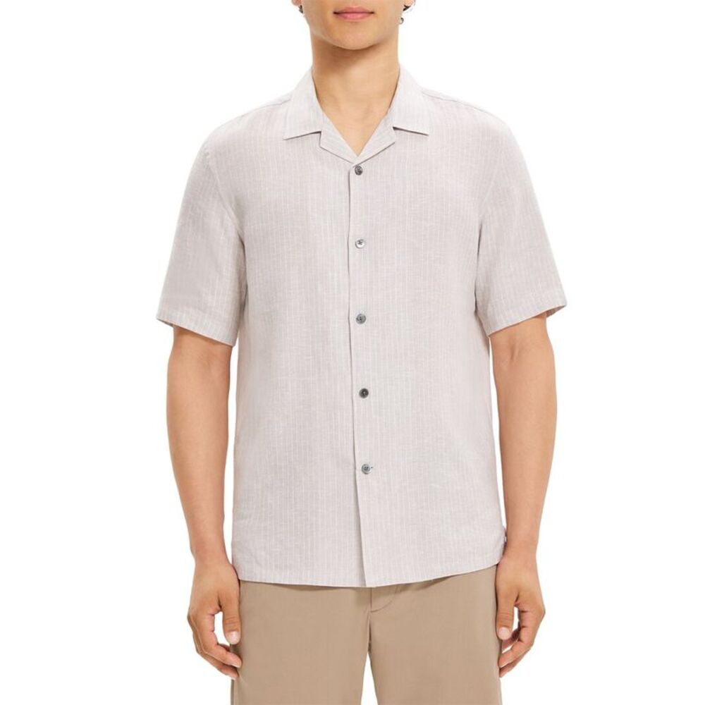 Theory Men's Casual Button Down Shirt - Light Gray